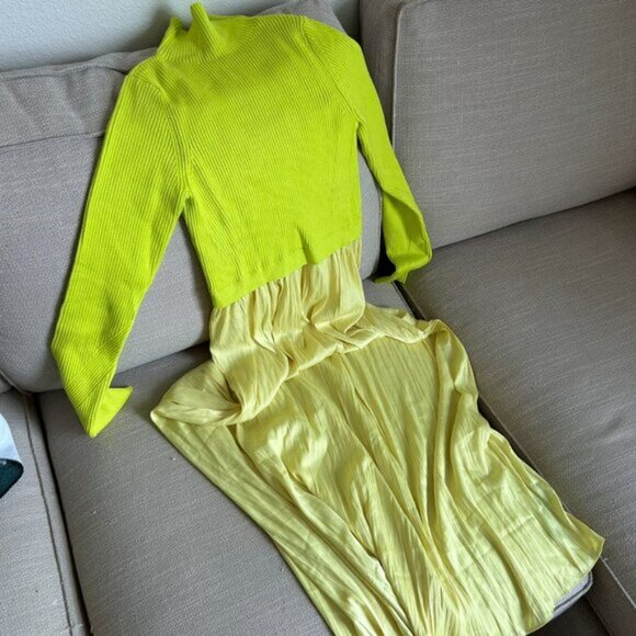Anthropologie The Thea Twofer Sweater Dress Small Lime green - Picture 4 of 7